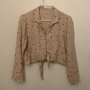 Oak + Fort Cream Blouse with orange poppies
